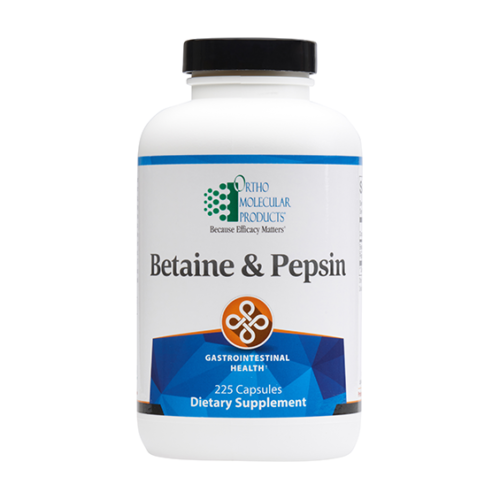 Betaine & Pepsin by Ortho Molecular - 225 Capsules