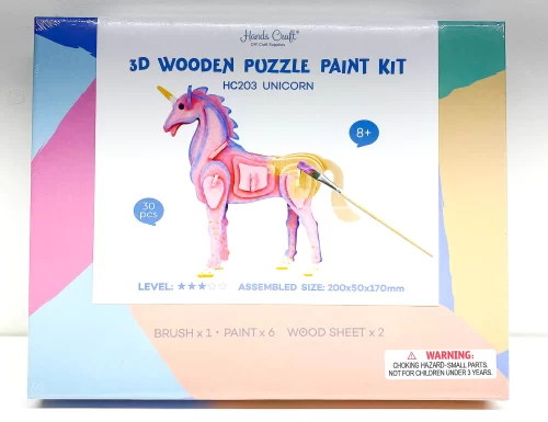 3D Wooden Puzzle Paint Kit Unicorn by Hands Craft