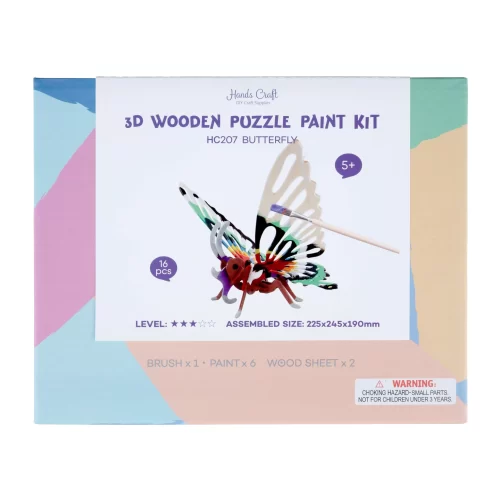 3D Wooden Puzzle Paint Kit Butterfly by Hands Craft