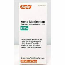 Acne Medication Benzoyl Peroxide Gel USP 2.5% by Rugby - 2.1oz