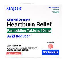 Heartburn Relief, 10mg Famotidine by Major - 60 Tablets